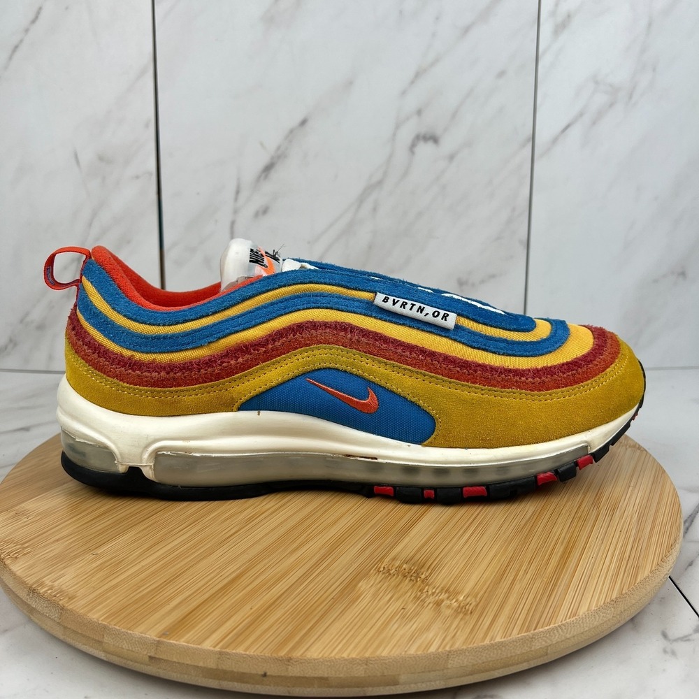 Nike Air Max 97 SE Running Club Mens Size 10.5 Pollen Orange Blue Running Shoes
